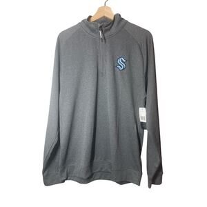 Seattle Kraken NHL Mens 1/4 Zip Pullover Shirt LS Gray Sz Medium Quarter NEW